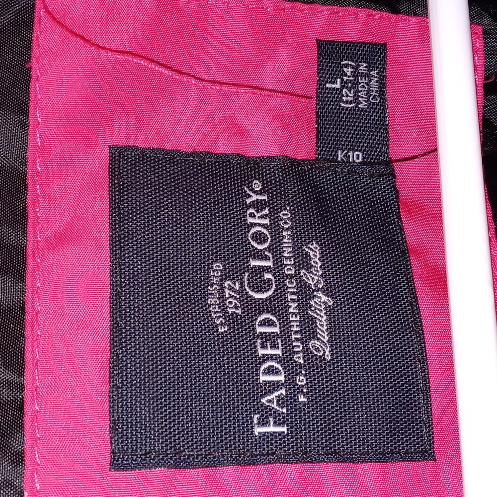 "FADED GLORY" HoT Pink/black zip up vest w/ pockets Size: L 12/14 - Picture 3 of 8